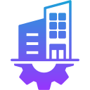 NSW Kindergarten logo featuring a stylized building with a gear icon.