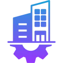 NSW Kindergarten logo featuring a stylized building with a gear icon.